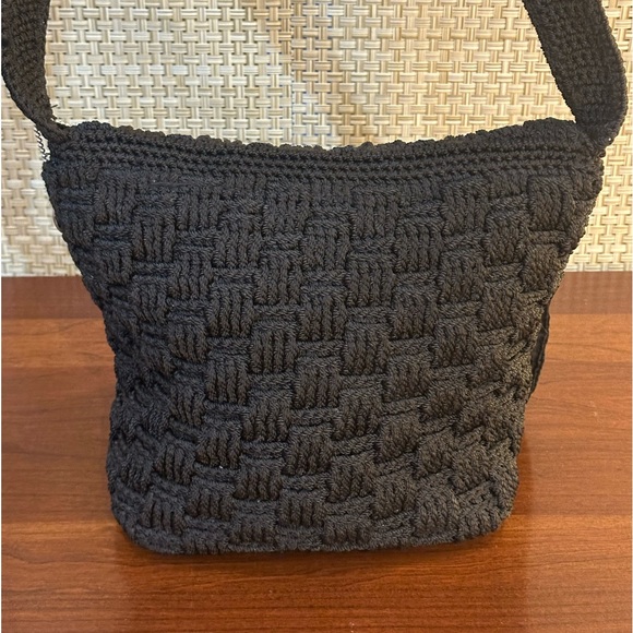 🌟HP🌟VTG 2000 Y2K The Sak Black Basket Weave Messenger Style Shoulder Bag - Picture 13 of 15